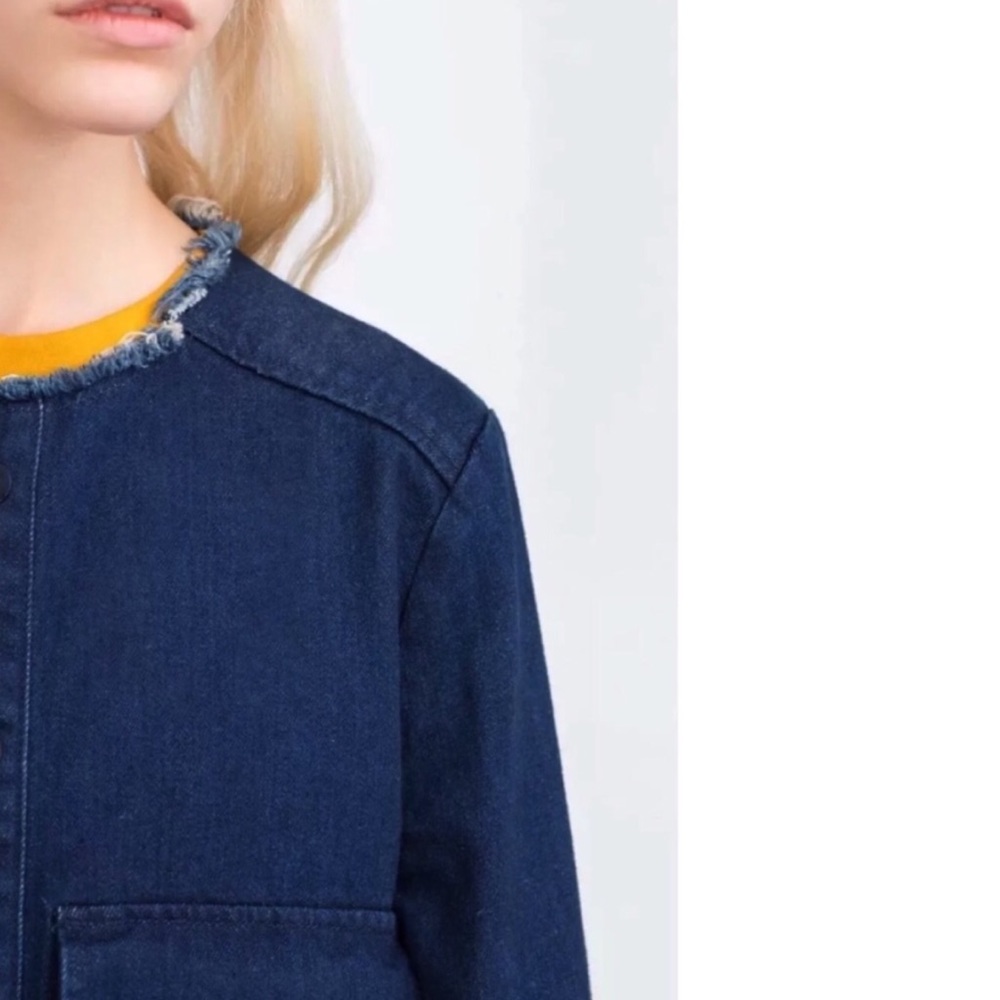 ZARA Trafaluc Frayed, Raw Hem Dark Denim J… - Picture 3 of 8